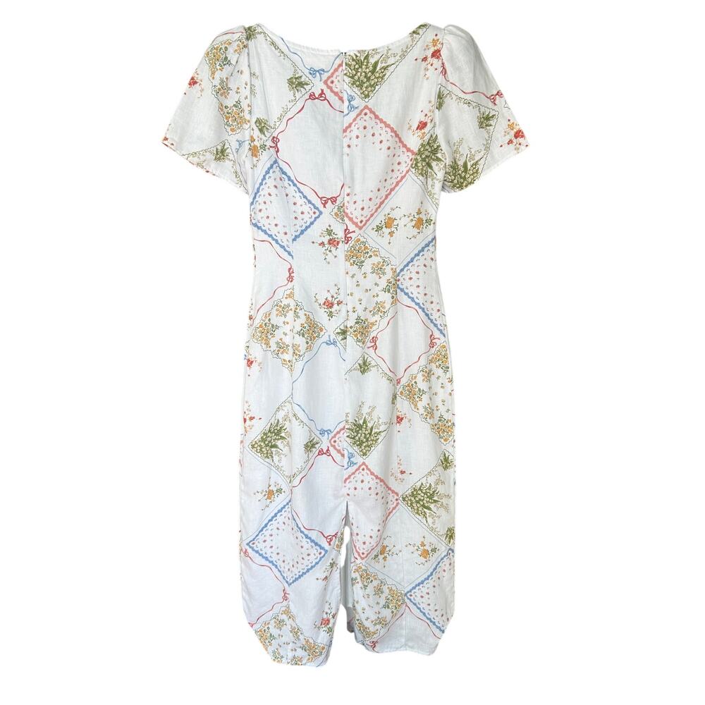 Rare Reformation Pierce Linen Midi Dress Coquette Floral Bows Size 0 Fits 2/4 S - Picture 3 of 8
